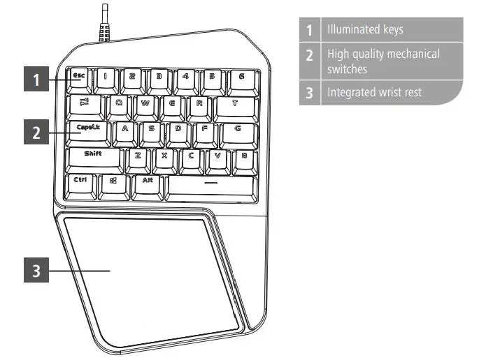 hama 00186062 uRage EXODUS 410 One Handed Mobile Gaming Keyboard fig1