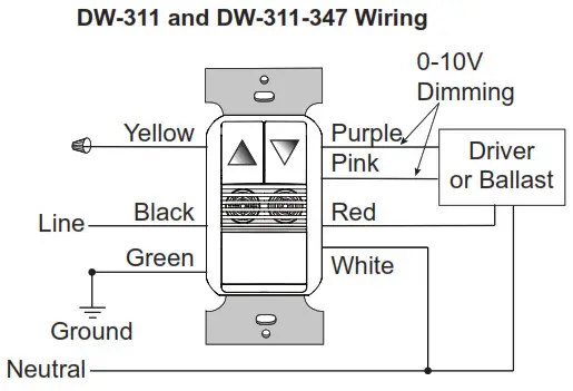 Legrand DW 311 Wattstopper Dual Technology 0 10 Volt Wall Switch Occupancy Sensor.- Wiring