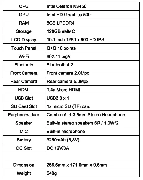 Product Specifications