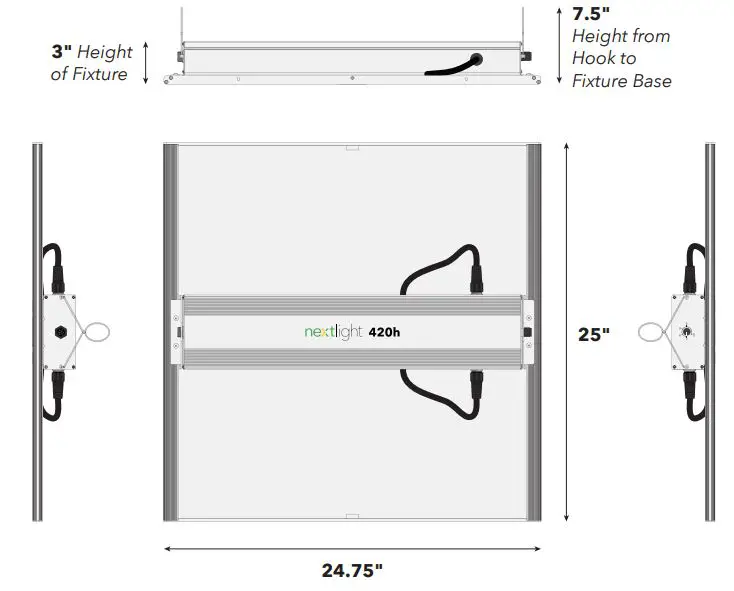 nextlight 513.718.7556 420h LED Grow Light User Manual - Product Dimensions