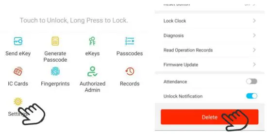 Zhongshan Bafangtong Commerce G6-WT Smart Lock - Settings