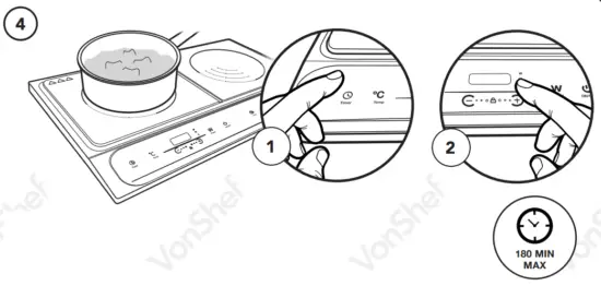 VonHaus 2000158 2800W Dual Induction Hob - Adjust time