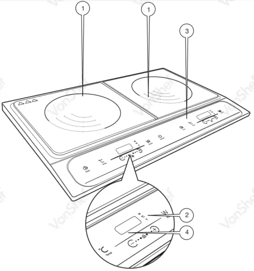 VonHaus 2000158 2800W Dual Induction Hob - COMPONENTS