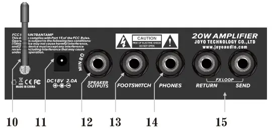 JOYO BanTamp XL Jackman II Guitar Amplifier - panel instruction 2