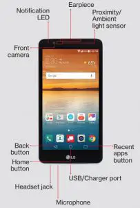 FIG 1 LG Stylo 2V Phone Front View