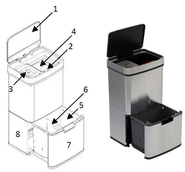 KLARSTEIN 10034128 Touchless Rubbish Collector Sensor - DEVICE OVERVIEW