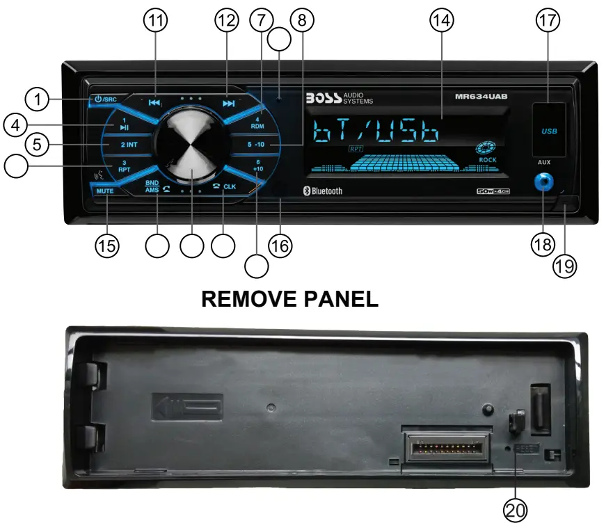 BOSS AUDIO MR634UAB Bluetooth Fully Marinized MP3 Compatible Digital Media AM or FM Receiver - fig5