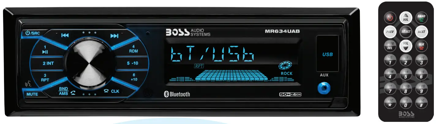 BOSS AUDIO MR634UAB Bluetooth Fully Marinized MP3 Compatible Digital Media AM or FM Receiver