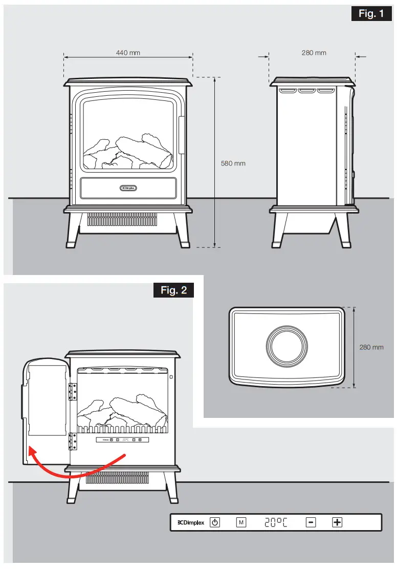Dimplex EVN20SL Opti-myst Electric Stove - Figure 1