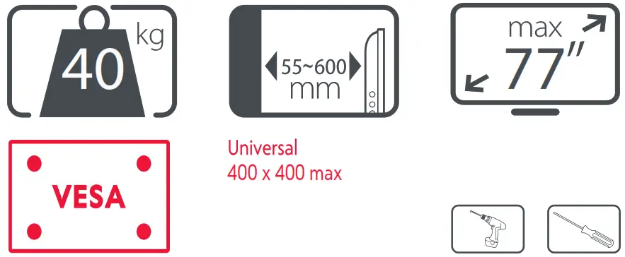 ONE FOR ALL WM5480 Full-motion TV Wall Mount