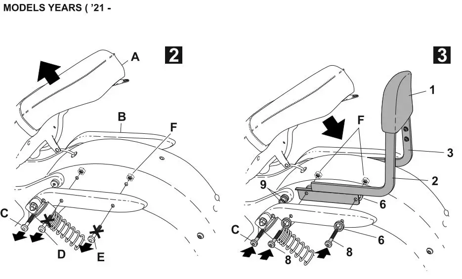SHAD K0SP12SN Keeway Superlight 125 Kit Sissy Bar User Manual - Models Years 21