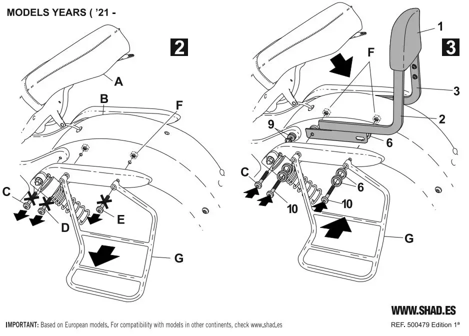 SHAD K0SP12SN Keeway Superlight 125 Kit Sissy Bar User Manual - Models Years 21