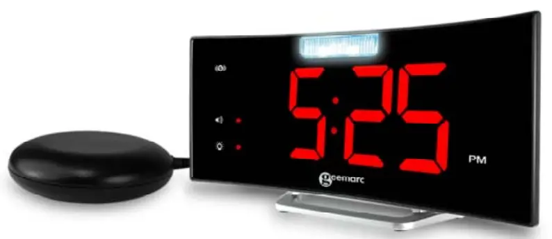 geemarc JWNS_CURVE_BLK WAKE 'N' SHAKE Curve 95dB Loud Alarm Clock