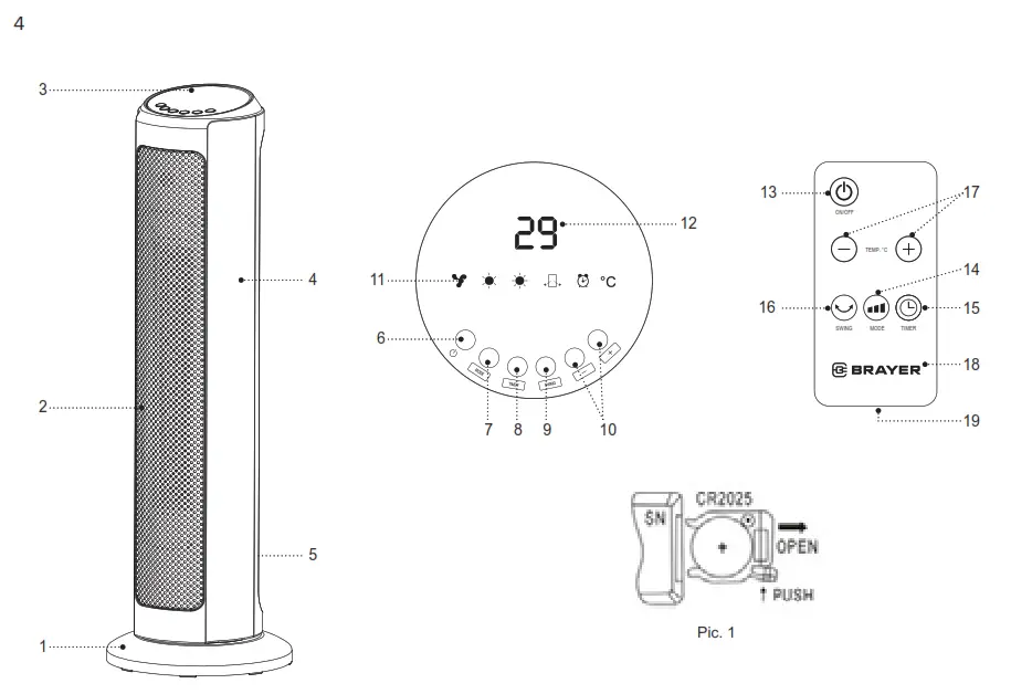 BRAYER BR4803 Fan Heater - fig 1