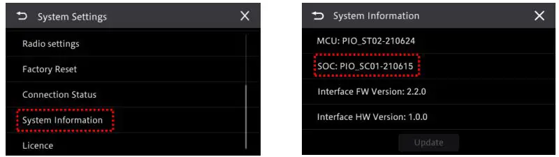 Pioneer SPH-DA160DAB System Firmware Update Instructions - Scroll down the list and touch