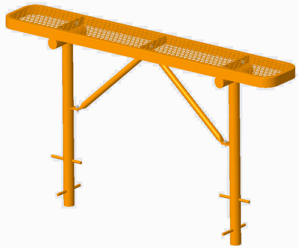 GLOBAL INDUSTRIAL 436CP55 48 Inches In-Ground Mount Steel Bench Without Backrest -