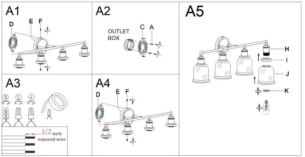 Lowe s 5106331 Uolfin Mil 4-Light Gold - Make assembly