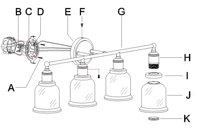 Lowe s 5106331 Uolfin Mil 4-Light Gold - TOOLS REQUIRED (NOT INCLUDED) 2