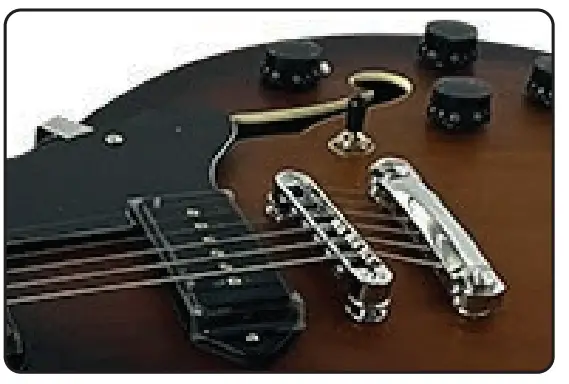 PYLE PJAZZGT88BR 6 String Semi-Hollow Body Jazz Style Electric Guitar - Figure 5