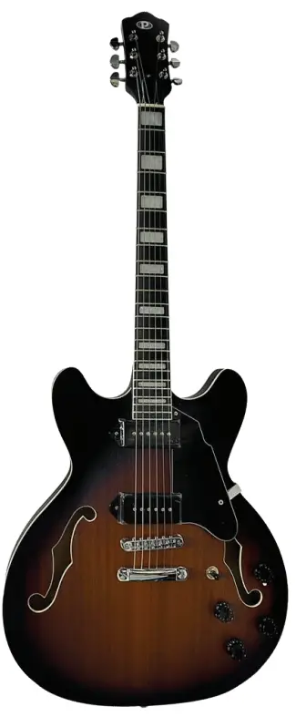 PYLE PJAZZGT88BR 6 String Semi-Hollow Body Jazz Style Electric Guitar - Figure 8