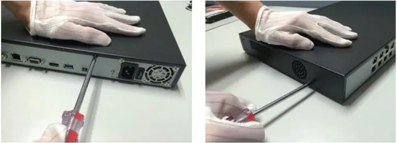 urmet NVR NEIUS SERIES Video Recorder - remove the top cove