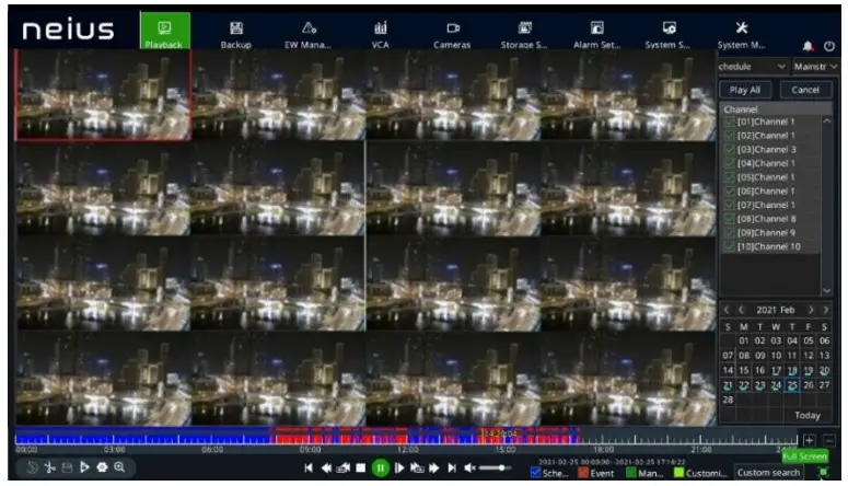 urmet NVR NEIUS SERIES Video Recorder - select the video