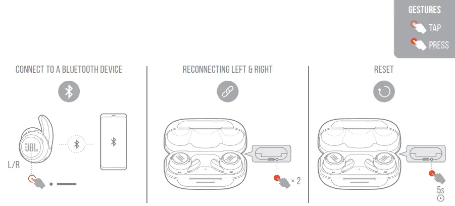 JBL ReflectMini NC TWS - Manual Controls
