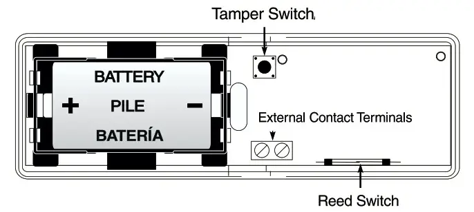 DSC WLS925L-433 Mini Door Window Contact - Install Battery