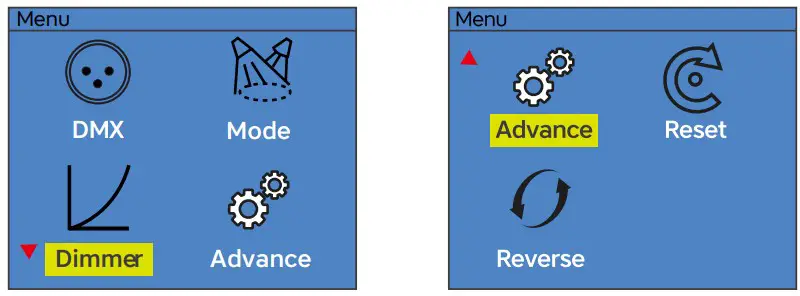 FOS technologies 350W RGBALC LED Profile Spot with Zoom - Main Menu
