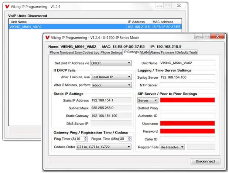 VIKING K-1705-IP Series VoIP Entry Phone System - Connect or Disconnect