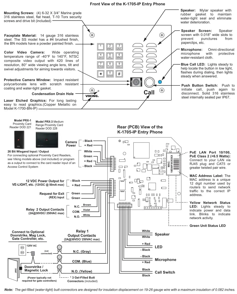 VIKING K-1705-IP Series VoIP Entry Phone System - Features Overview