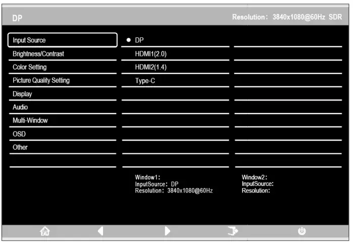 kogan KAMN44UWCLA 44 inch Ultrawide - OSD menu