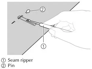 brother Sewing and Mending Machine - Insert a pin at the end of the buttonhole