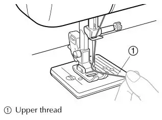 brother Sewing and Mending Machine - Lightly hold the end of the upper thread