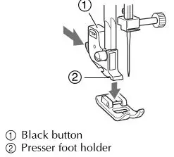 brother Sewing and Mending Machine - Press the black button at the back of the presser
