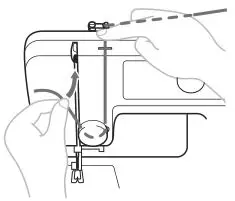 brother Sewing and Mending Machine - While holding the thread as shown below