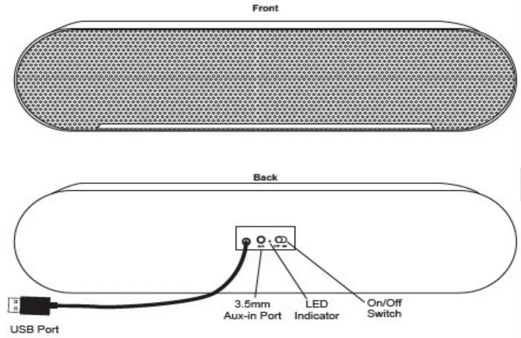 Zeeva GSP-001 Exclusive Gaming Soundbar - Front Back