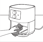 Clean the inside of the appliance with hot water and a non-abrasive sponge