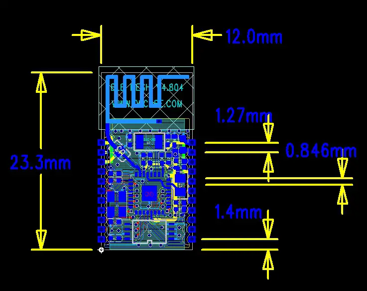 OE Technology RL61A1 Bluetooth Module- PCB package size