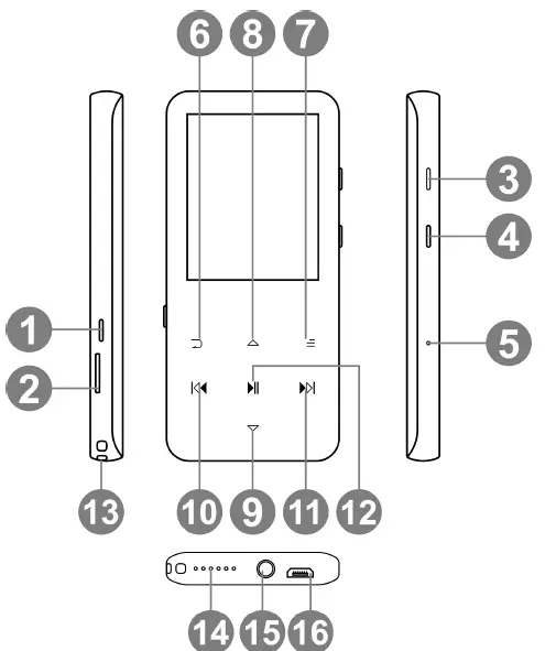 AGPTEK A19 2.4-Inch Curved Screen Portable Music Player with Speaker 1