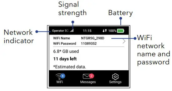 NETGEAR M5 5G Mobile Router - home screen