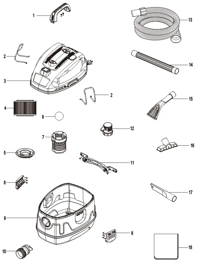 CRAFTSMAN 5 U.S. Gallon Wet Dry Vac - EXPLODED VIEW
