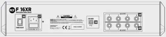RCF F 16XR Mixing Console - REAR PANEL