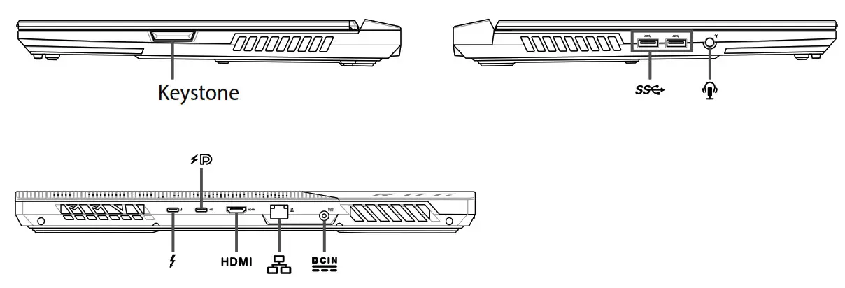 ASUS E18764 Portable Laptop - I O ports and slots