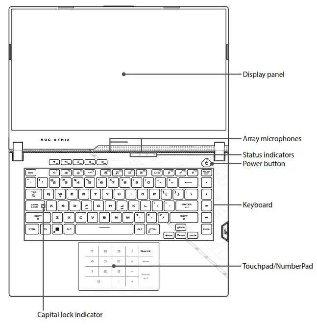 ASUS E18764 Portable Laptop - Top View lid open