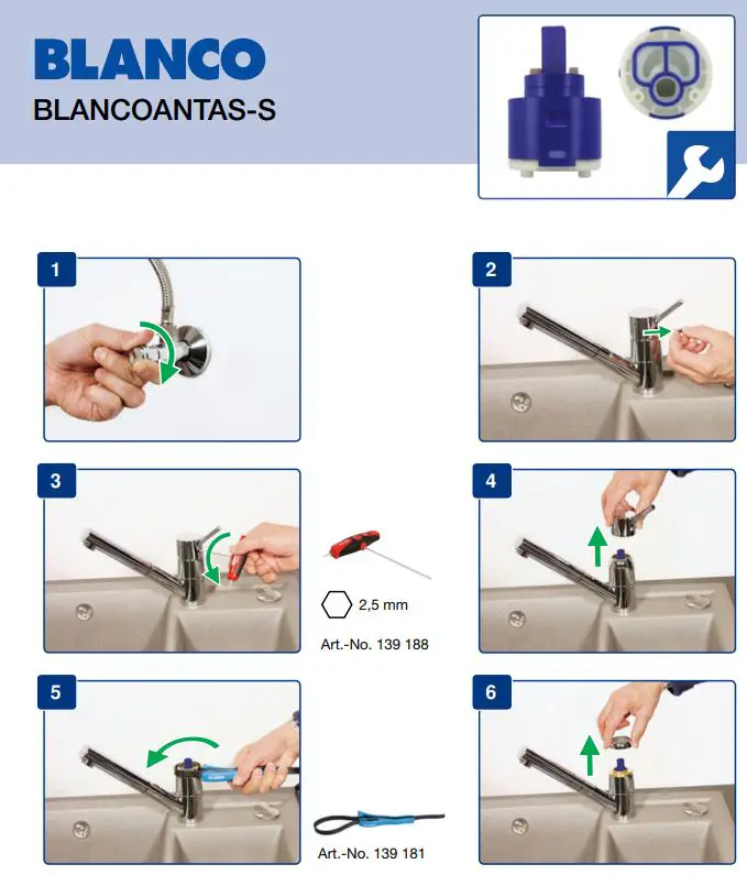 BLANCOANTAS-S HD Antas-S Single-Lever Kitchen Mixer Tap Instruction Manual - Fig 1 to 6
