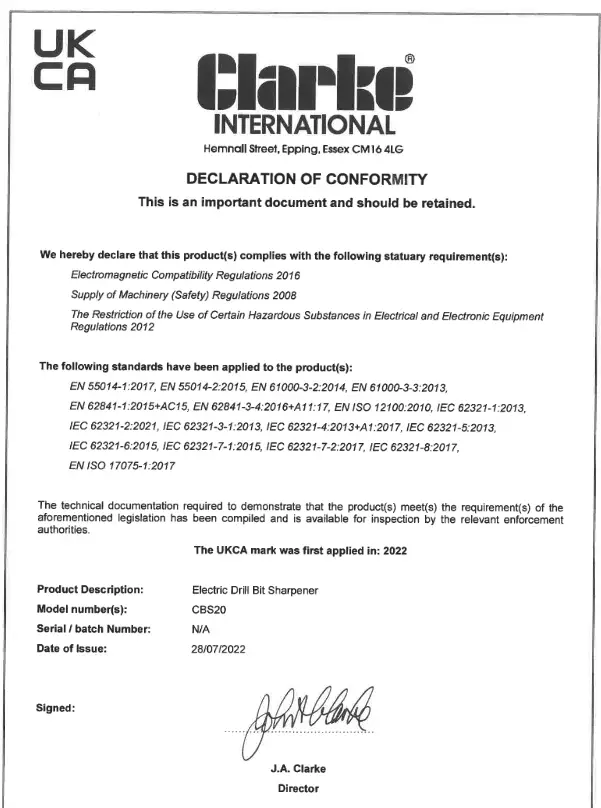 Clarke CBS20 Electric Drill Bit Sharpener - icon 3