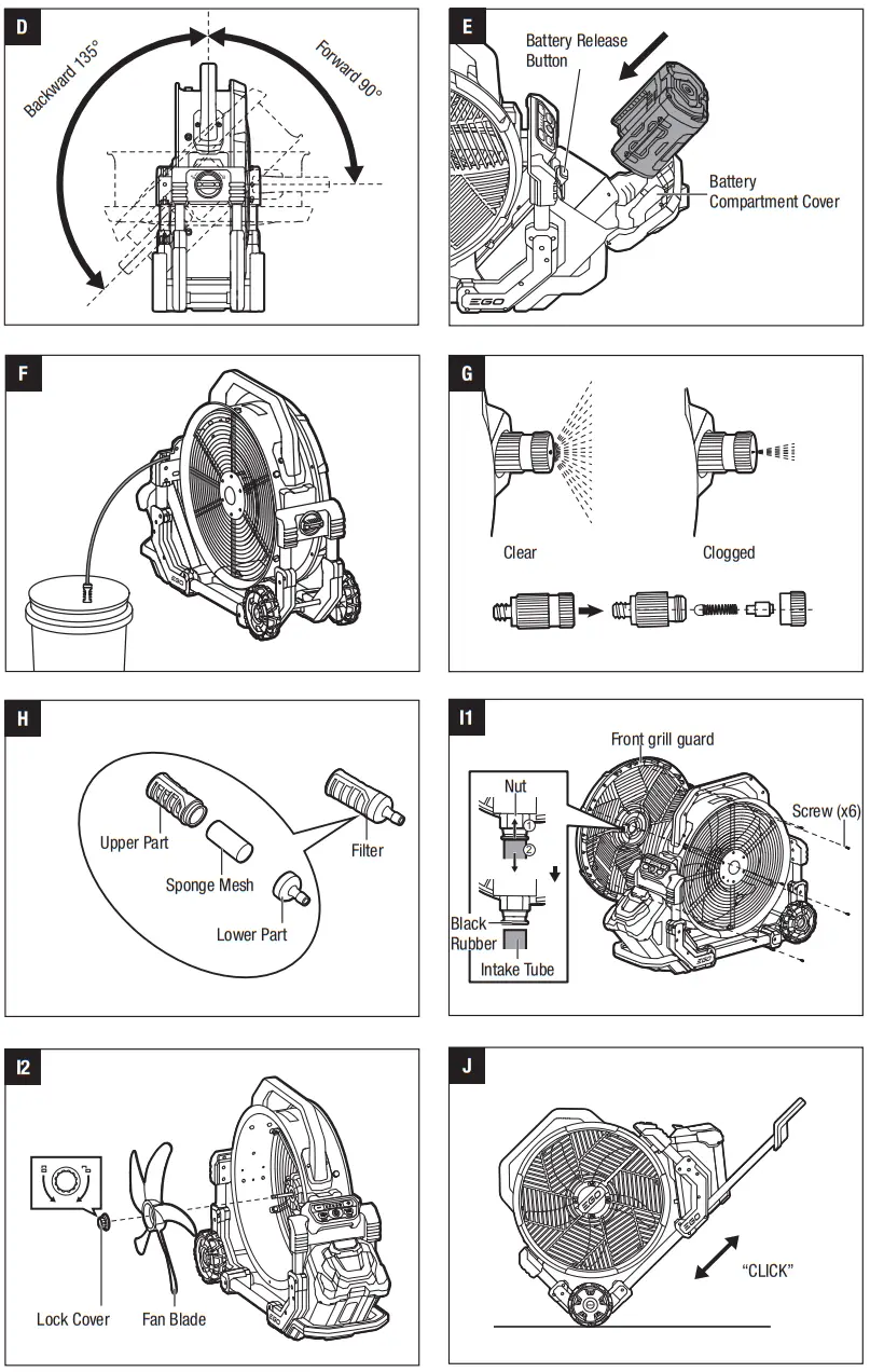 EGO FN1800E 56 Volt Lithium-Ion Cordless Misting Fan - 2