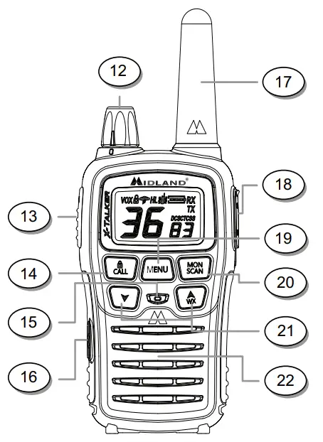 Midland T77VP5 X-TALKER 36 Channel FRS Two-Way Radio-2