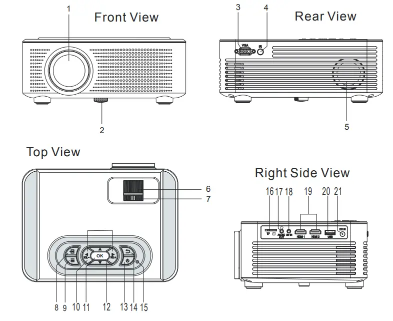 Sriaxnol Mini Projector Laptop TV Stick Xbox Speaker 14